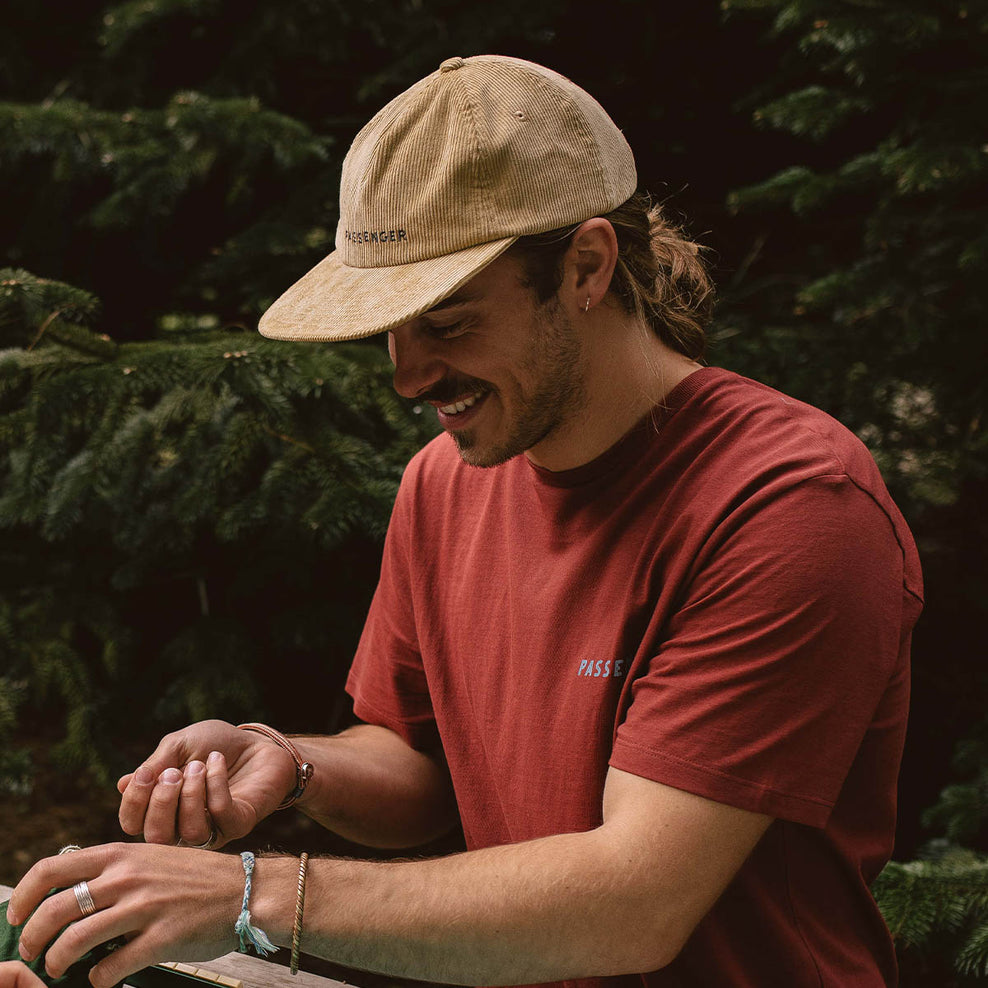 Passenger's Byron Recycled Cord 5 Panel Cap Chinchilla Brown