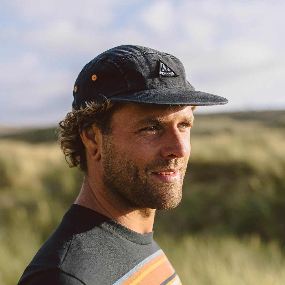 Passenger's Fixie Recycled Cotton 5 Panel Cap Faded Black