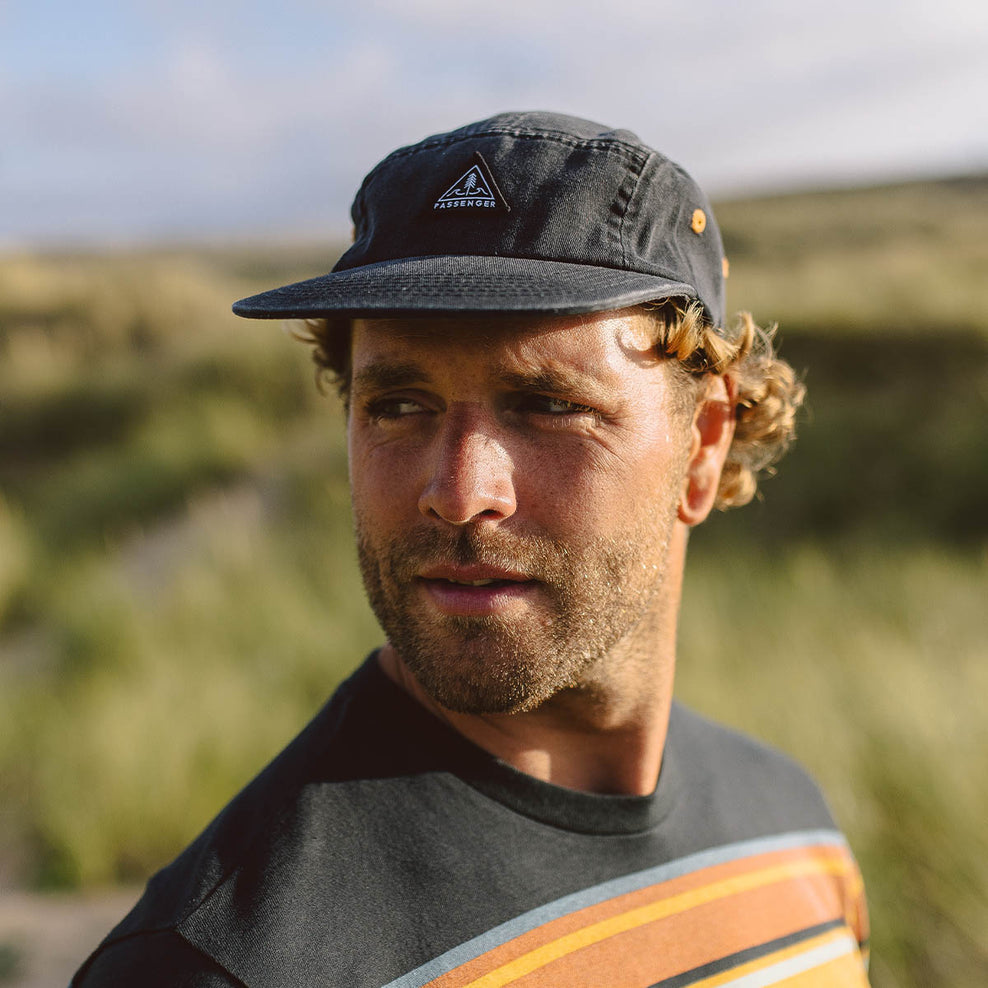 Passenger's Fixie Recycled Cotton 5 Panel Cap Faded Black