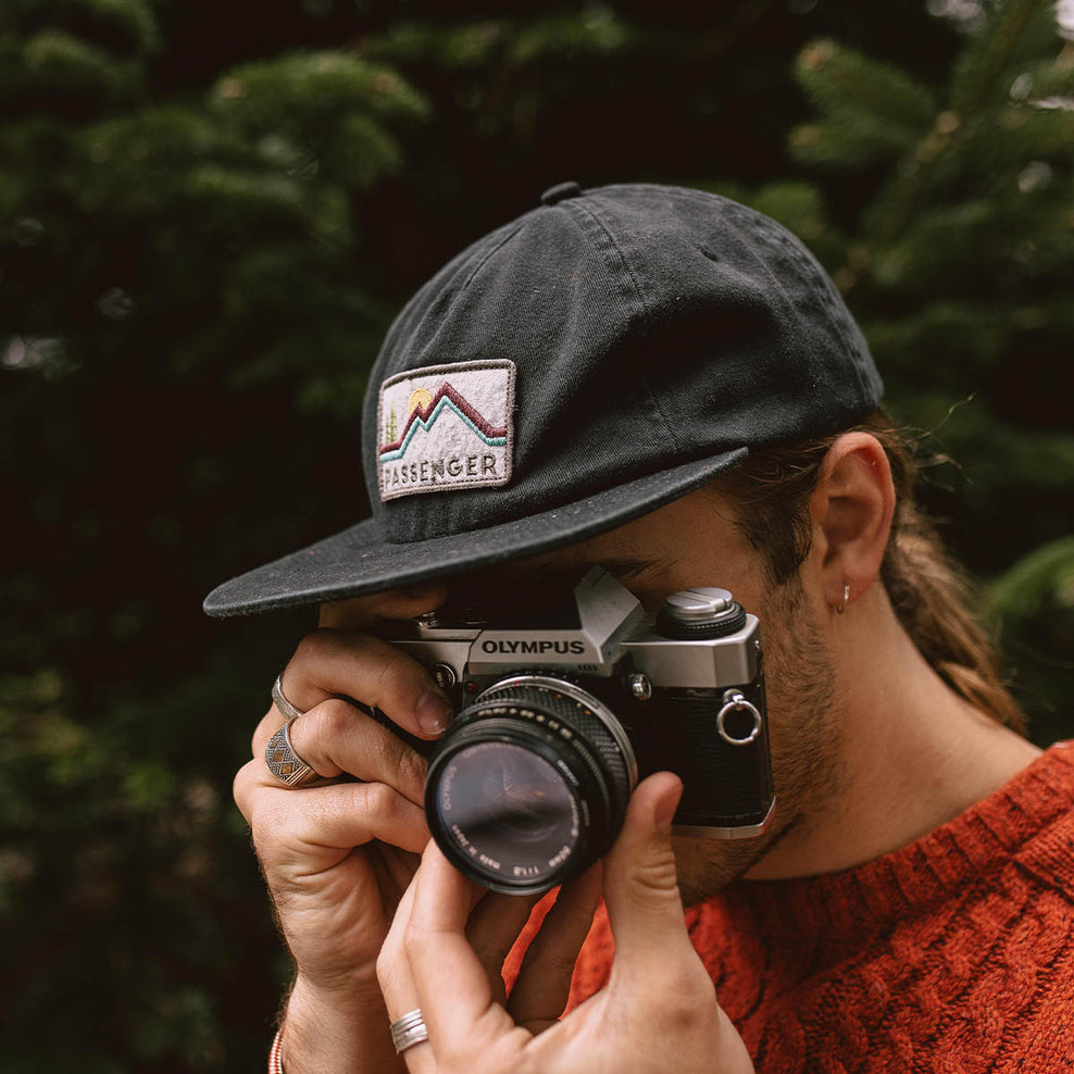 Passenger's Fluke Recycled Cotton 5 Panel Cap Faded Black