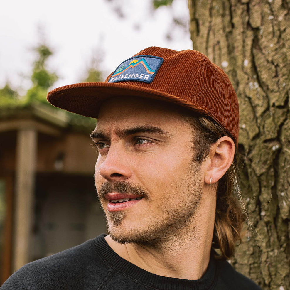 Passenger Fluke Recycled Cord 5 Panel Cap Picante Red