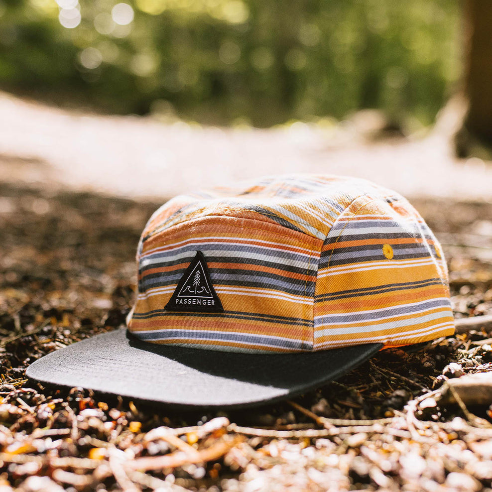 Passenger Fixie Recycled Cotton 5 Panel Cap Black Stripe