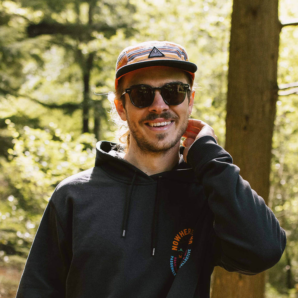 Passenger Fixie Recycled Cotton 5 Panel Cap Black Stripe