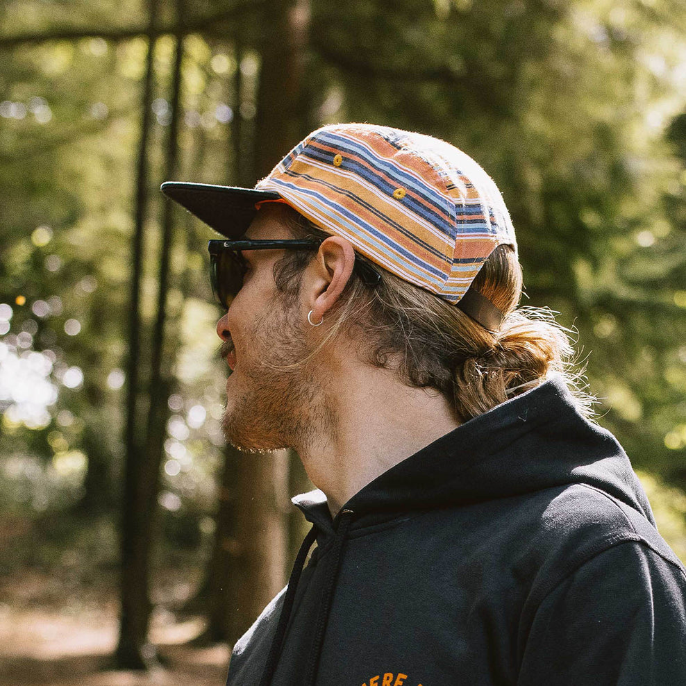 Passenger Fixie Recycled Cotton 5 Panel Cap Black Stripe