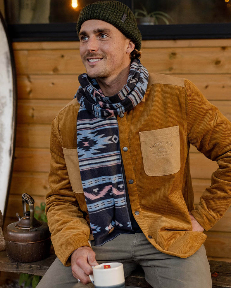 Passenger's Campfire Recycled Polar Fleece Scarf Deep Navy Vintage Geo