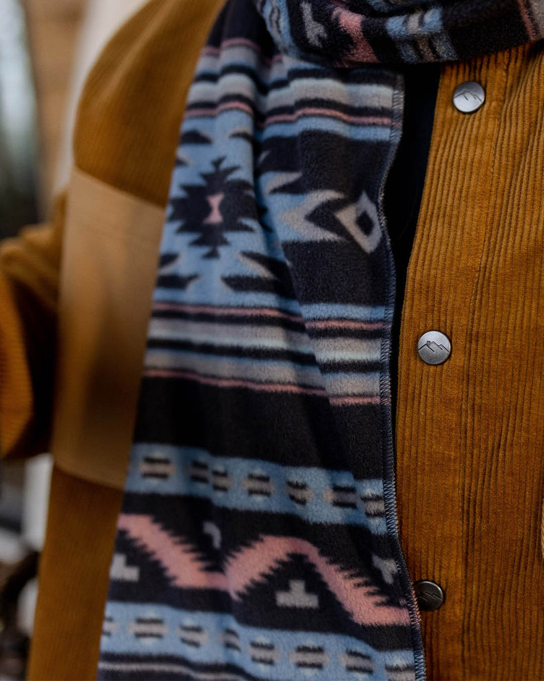 Passenger's Campfire Recycled Polar Fleece Scarf Deep Navy Vintage Geo