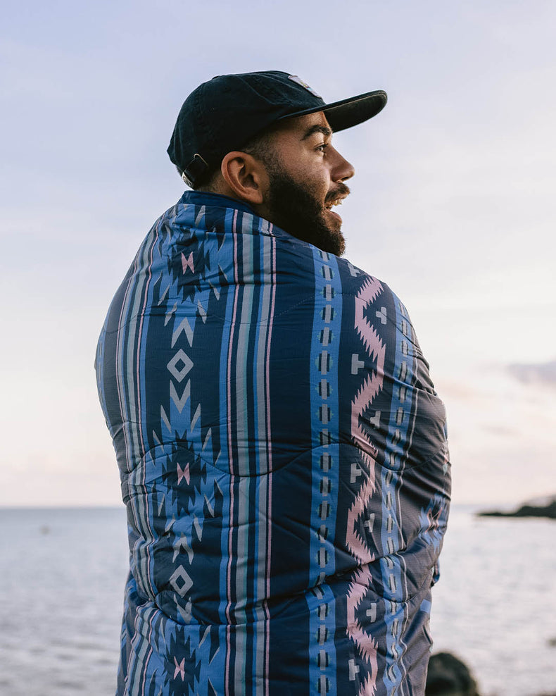 Passenger's Nomadic Recycled Sherpa Blanket Deep Navy Vintage Geo