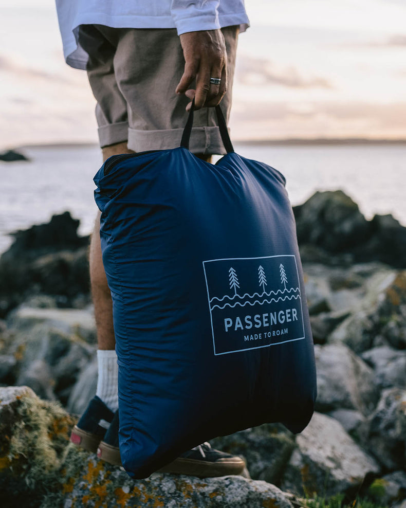 Passenger's Nomadic Recycled Sherpa Blanket Deep Navy Vintage Geo