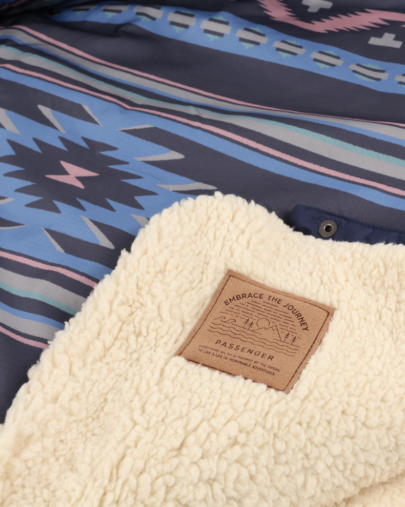Passenger's Nomadic Recycled Sherpa Blanket Deep Navy Vintage Geo