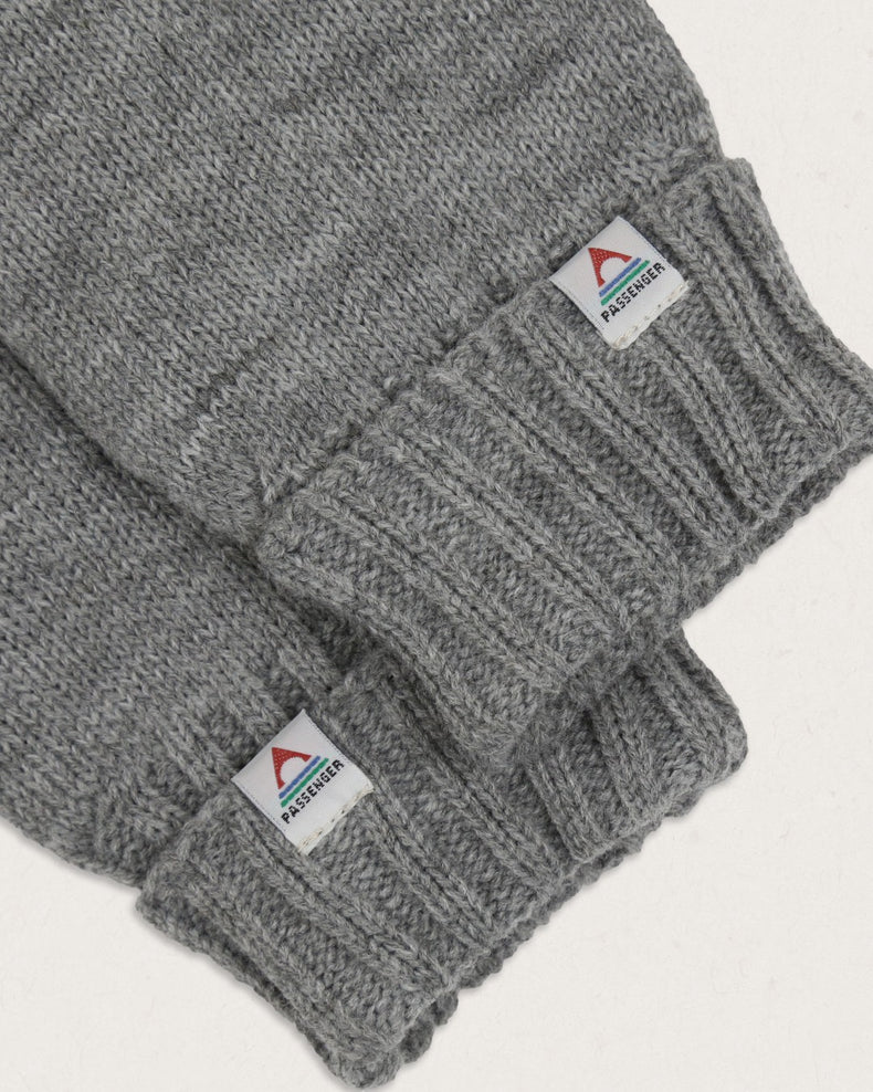 Passenger Gale Recycled Acrylic Knitted Gloves Flecked Grey Marl