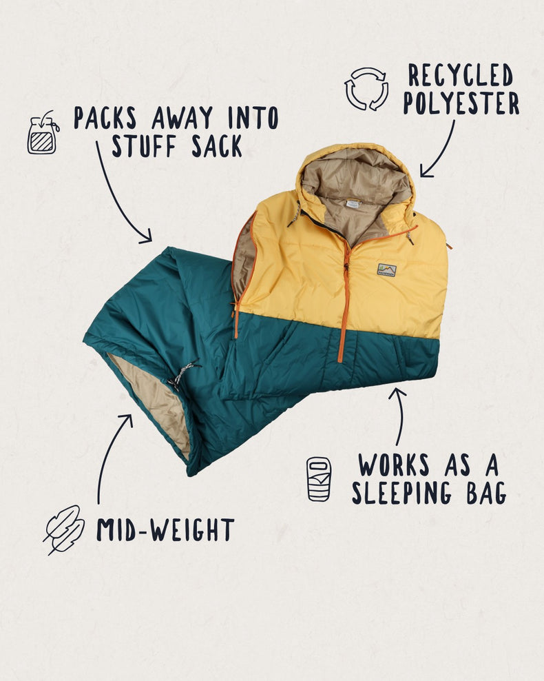 Passenger's Good Times Recycled Sleep Sack Ochre Yellow/Storm Green