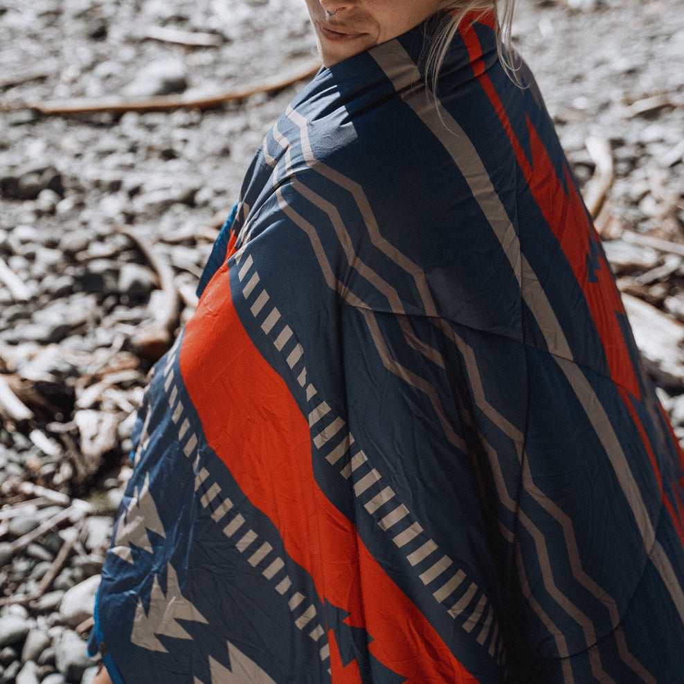 Passenger Nomadic Recycled Sherpa Blanket Navy/Red Pattern