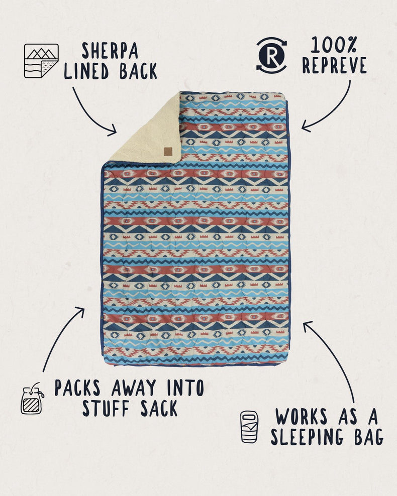 Passenger Nomadic Recycled Sherpa Blanket Multi Geo Stripe Coral