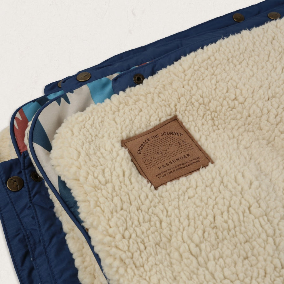 Passenger Nomadic Recycled Sherpa Blanket Multi Geo Stripe Coral