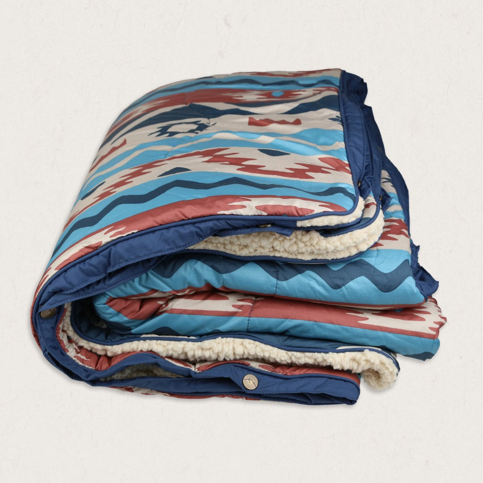 Passenger Nomadic Recycled Sherpa Blanket Multi Geo Stripe Coral