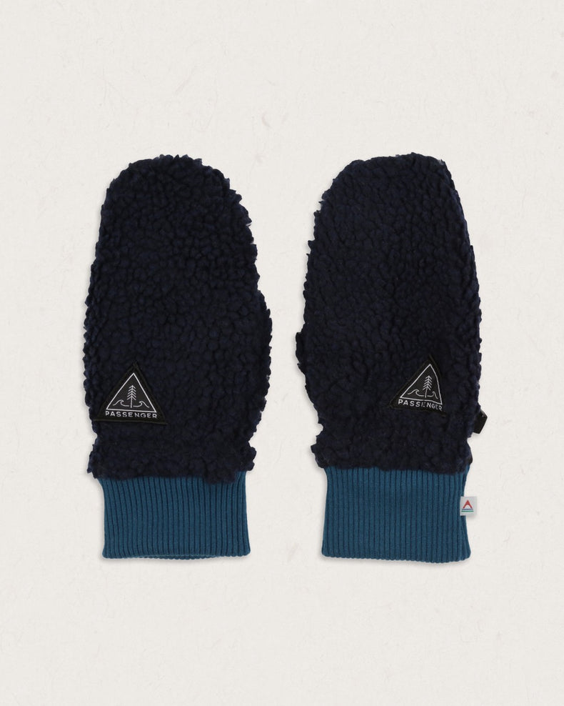 Passenger Snowfall Recycled Sherpa Mittens Deep Navy