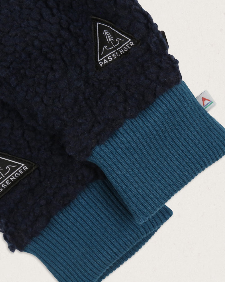 Passenger Snowfall Recycled Sherpa Mittens Deep Navy