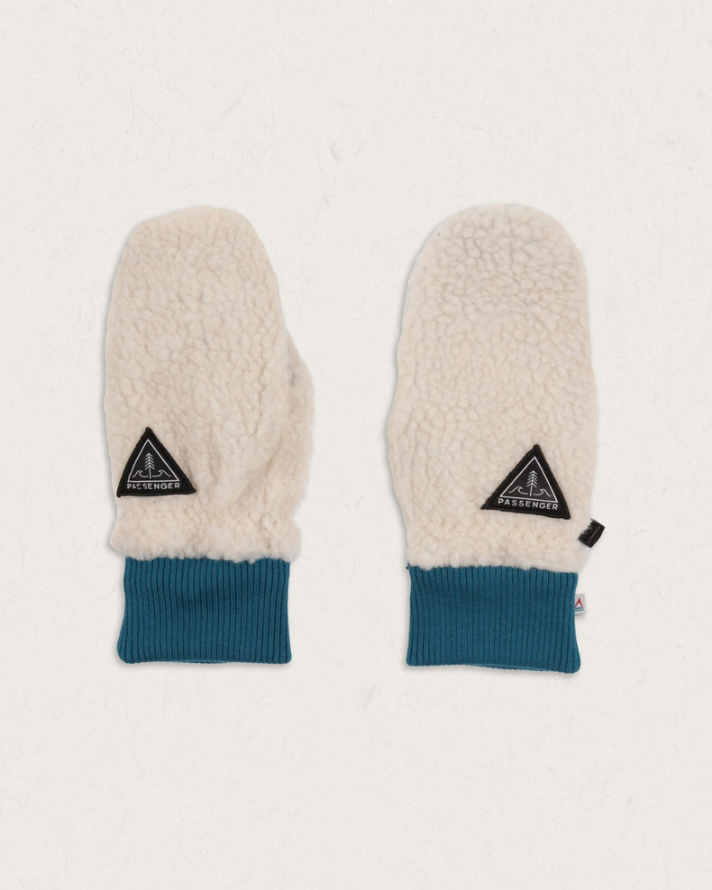 Passenger Snowfall Recycled Sherpa Mittens Warm Ivory