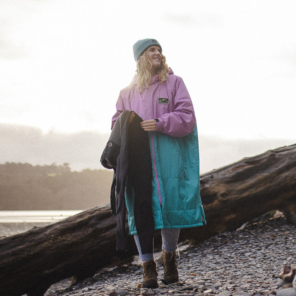 Passenger Roaming Recycled Sherpa Lined Changing Robe Viridian Green/Orchid