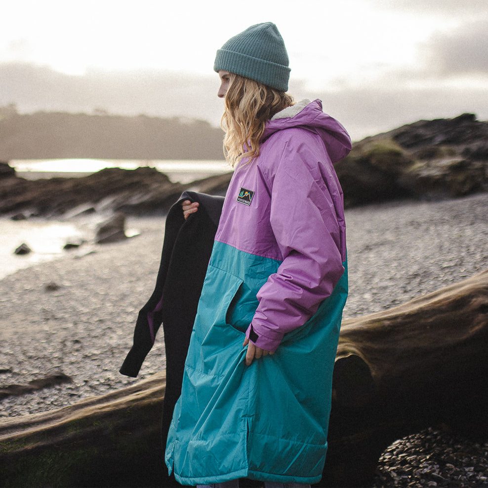 Passenger Roaming Recycled Sherpa Lined Changing Robe Viridian Green/Orchid