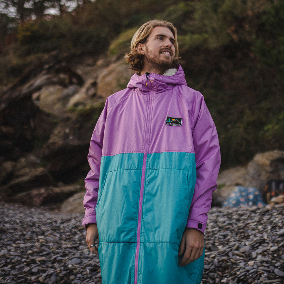 Passenger Roaming Recycled Sherpa Lined Changing Robe Viridian Green/Orchid