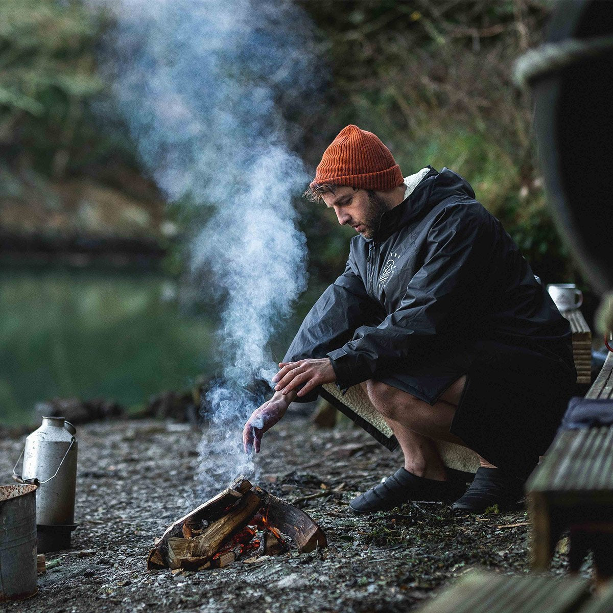 Passenger Escapism Recycled Sherpa Lined Changing Robe Black