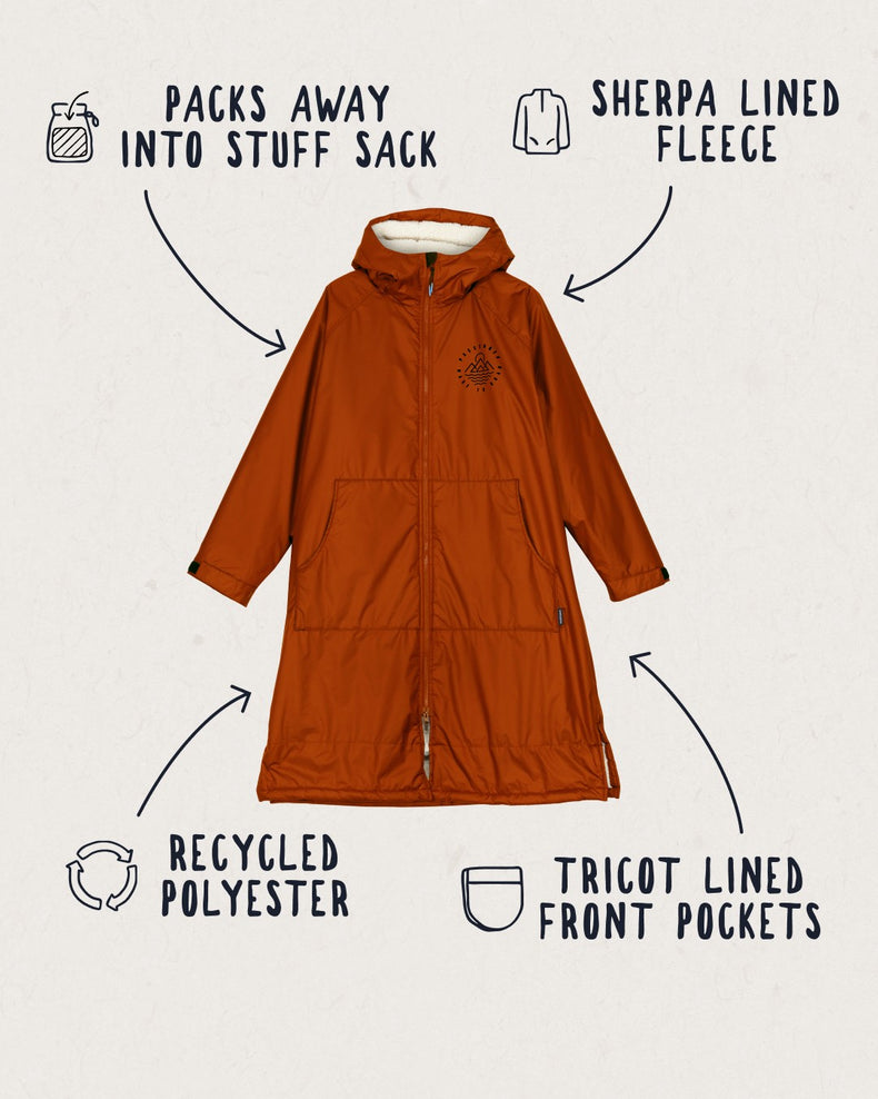 Passenger Escapism Recycled Sherpa Lined Changing Robe Rust