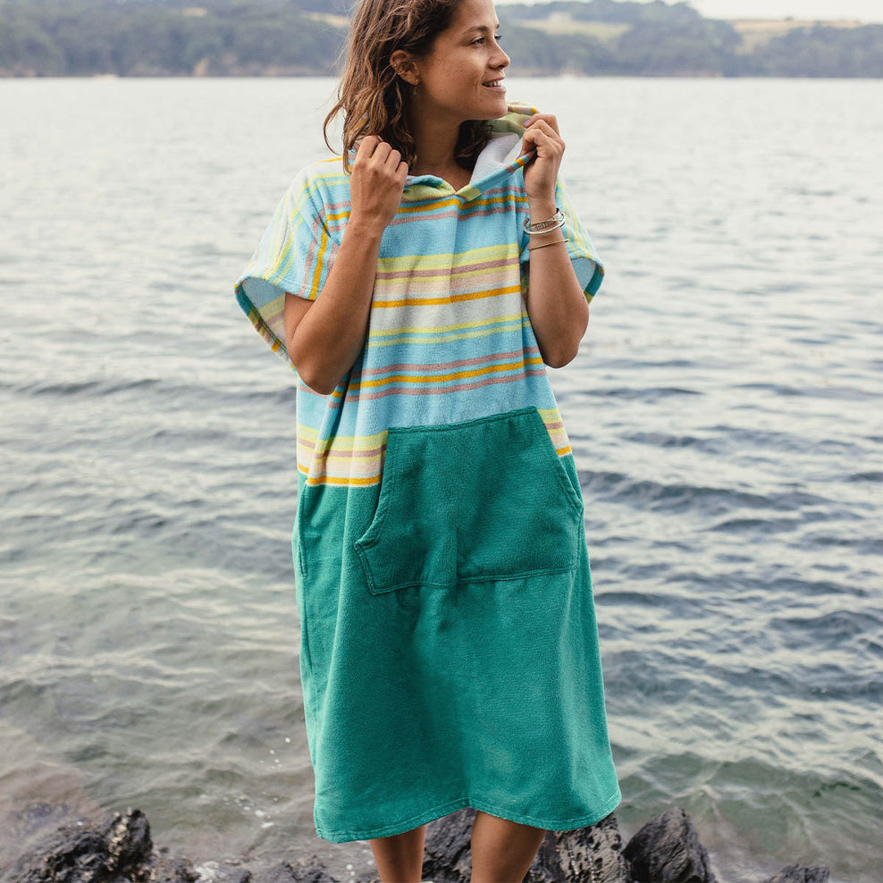 Passenger Baja Recycled Towel Poncho Sea Stripe