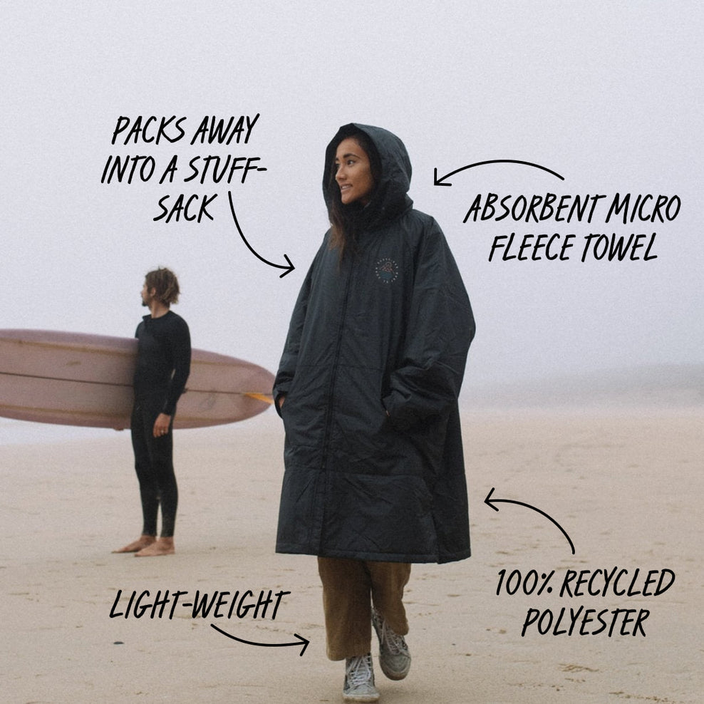 Passenger Escapism Recycled Towel Lined Changing Robe Black