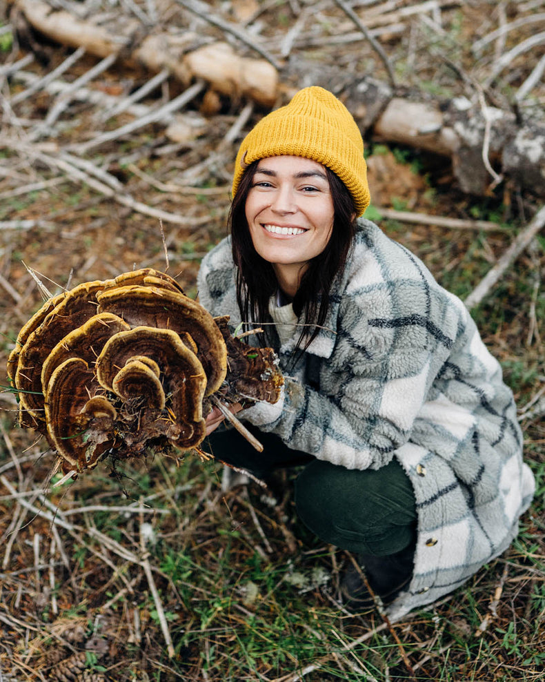 Passenger Cloudy Recycled Deep-Pile Sherpa Fleece Shirt Pistachio Check