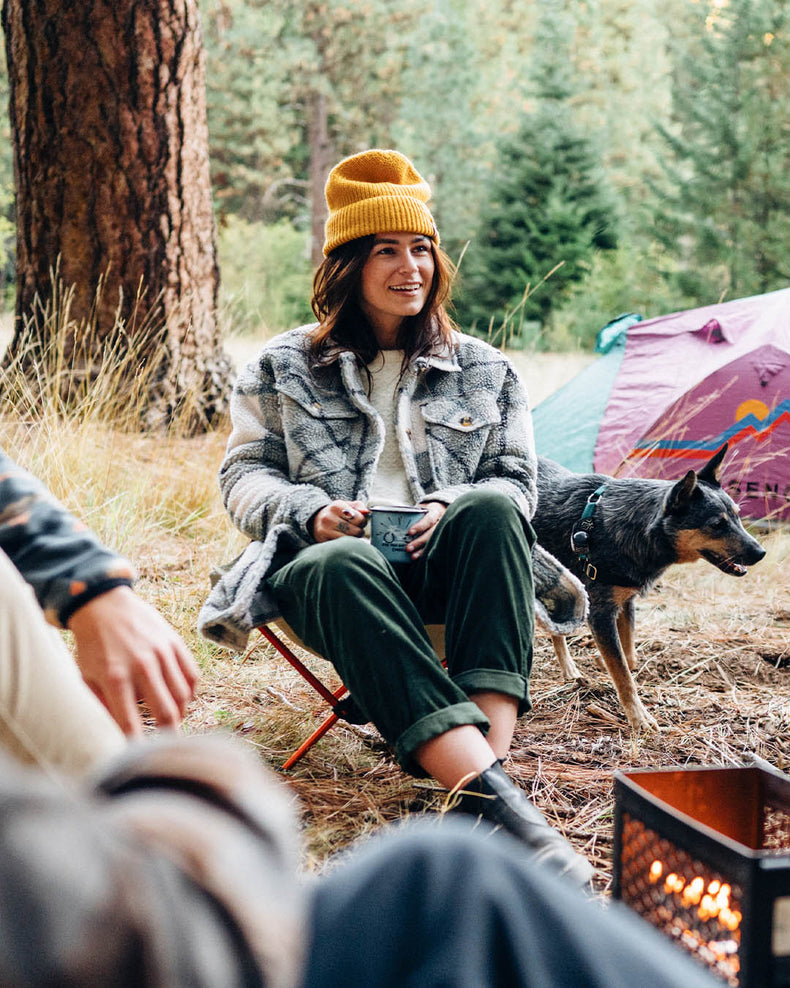 Passenger Cloudy Recycled Deep-Pile Sherpa Fleece Shirt Pistachio Check