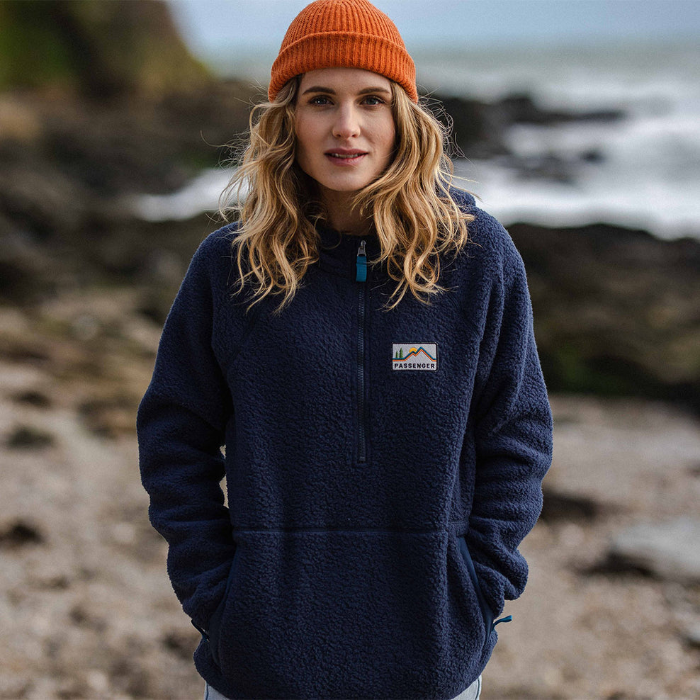 Passenger Maine Hooded Recycled Sherpa Fleece Navy