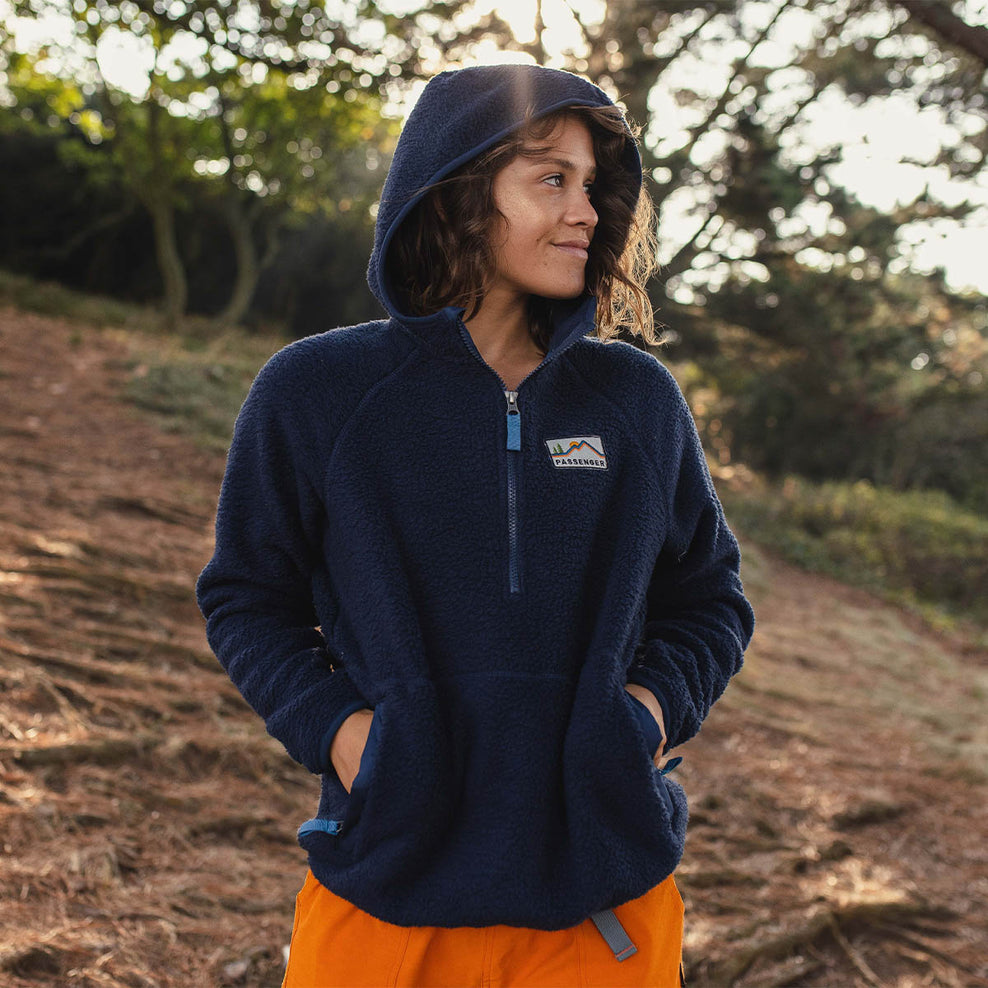 Passenger Maine Hooded Recycled Sherpa Fleece Navy