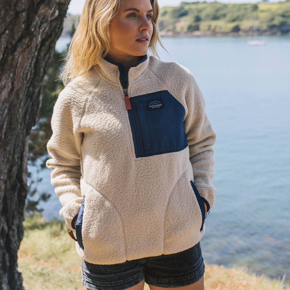 Passenger Home 1/4 Zip Recycled Sherpa Fleece Oatmeal