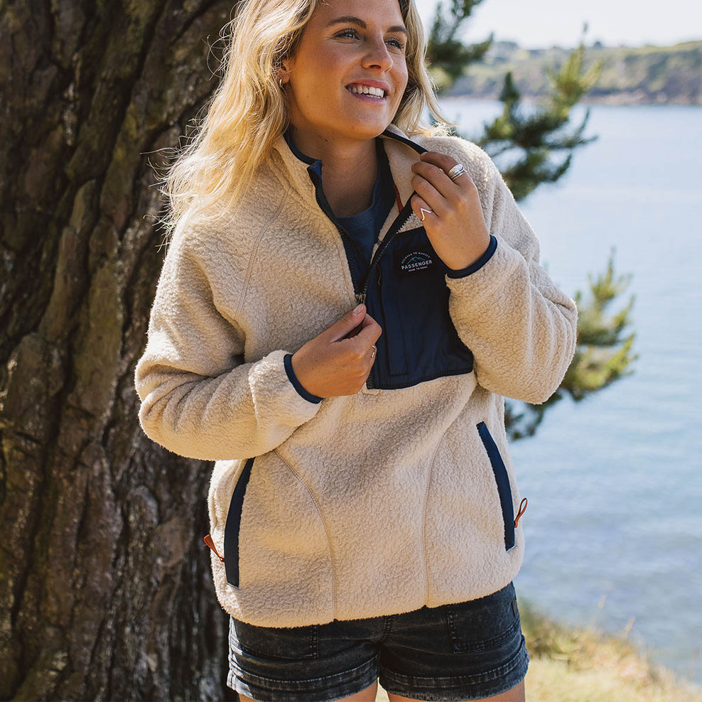 Passenger Home 1/4 Zip Recycled Sherpa Fleece Oatmeal