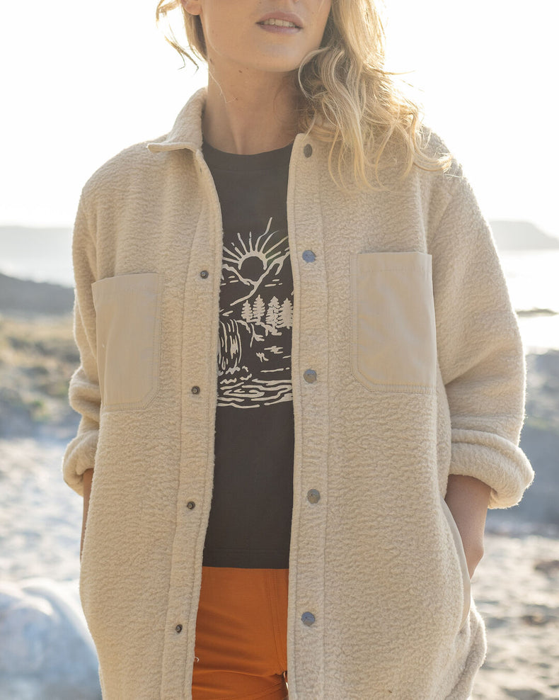Passenger Rappel Recycled Sherpa Fleece Oversized Shirt Oatmeal