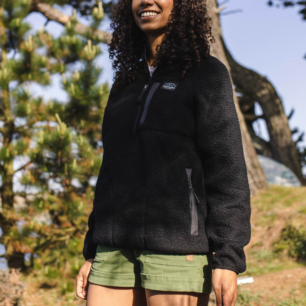 Passenger Home 1/4 Zip Recycled Sherpa Fleece Black