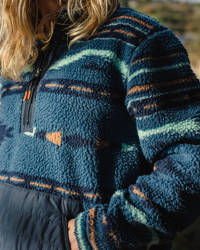 Passenger Perouse Recycled Deep-Pile Sherpa Fleece Blue Coral Geo Pattern