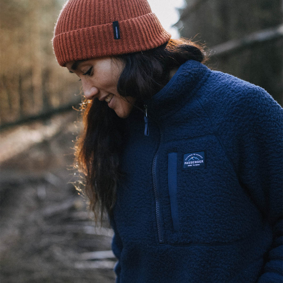 Passenger Home 1/4 Zip Recycled Sherpa Fleece Navy