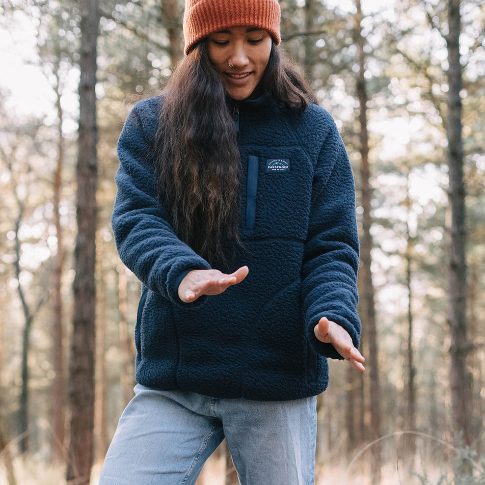 Passenger Home 1/4 Zip Recycled Sherpa Fleece Navy