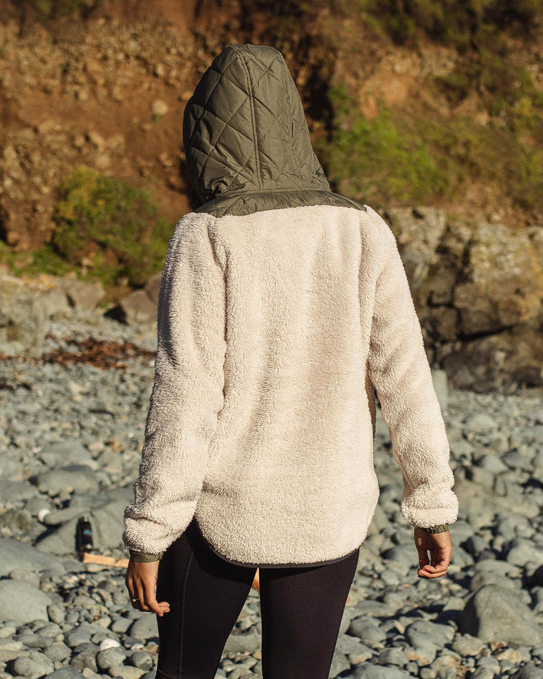 Passenger Beaumont Recycled Sherpa Hooded Fleece Warm Ivory