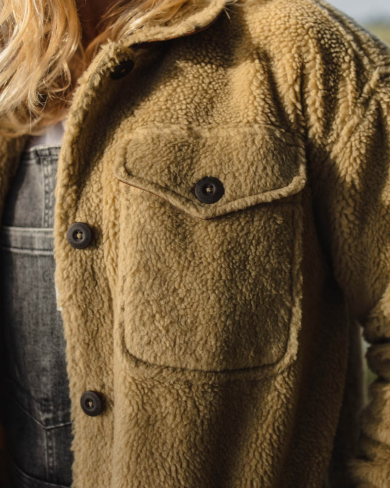 Passenger Cloudy Recycled Deep-Pile Sherpa Fleece Shirt Biscuit