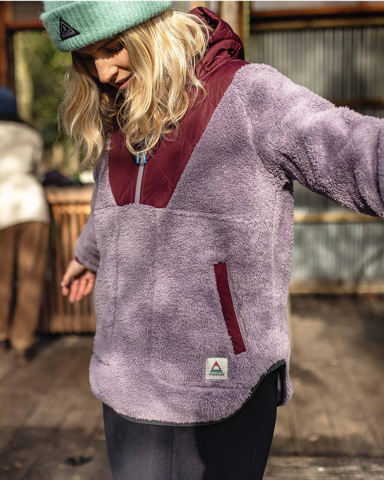Passenger Beaumont Recycled Sherpa Hooded Fleece Dusty Lilac