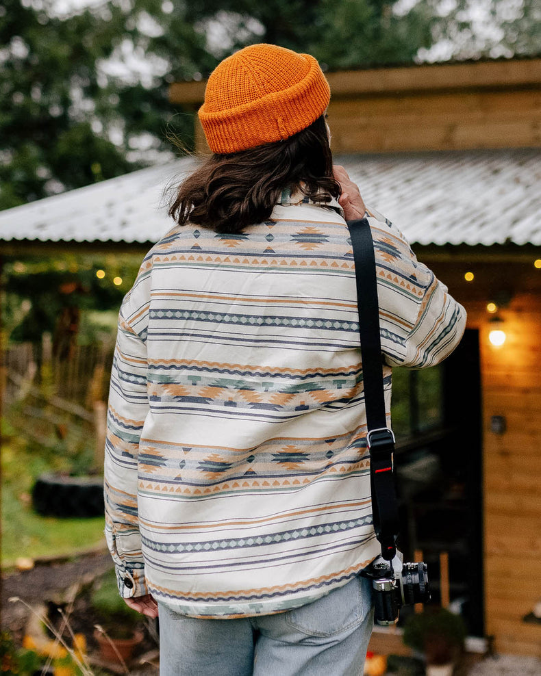 Passenger Cibola Recycled Sherpa Lined Overshirt Birch Geo Pattern