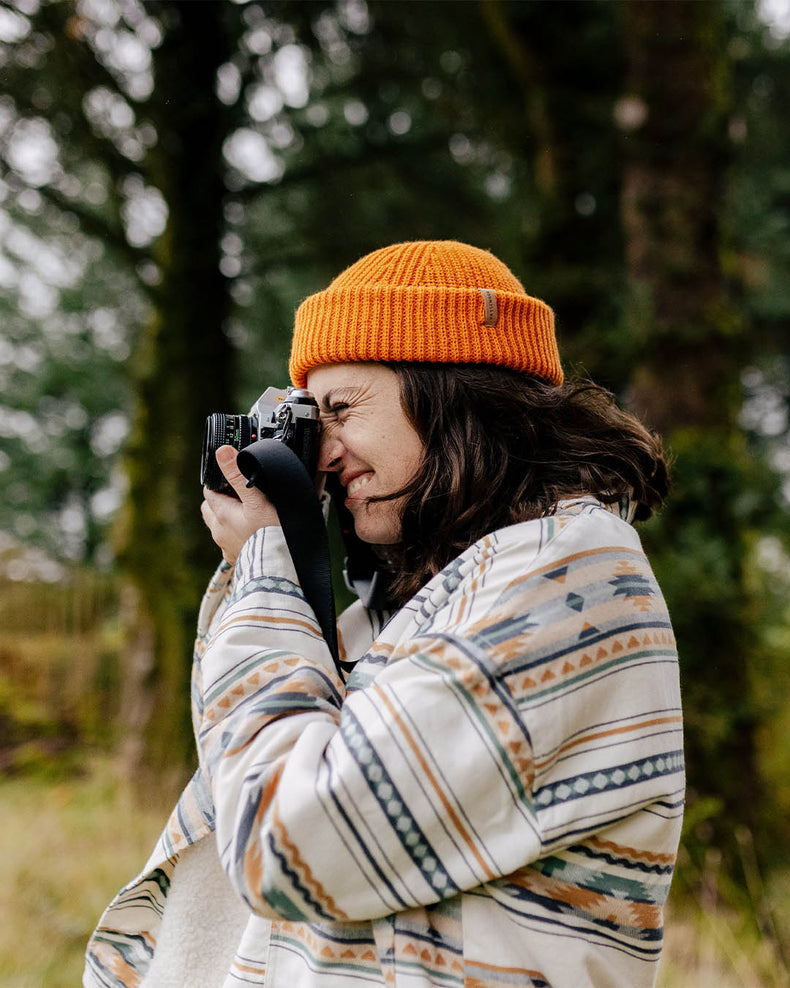 Passenger Cibola Recycled Sherpa Lined Overshirt Birch Geo Pattern