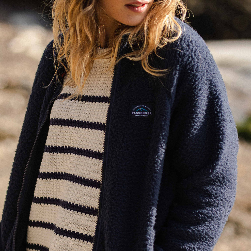 Passenger Fairbanks Full Zip Recycled Sherpa Fleece Navy