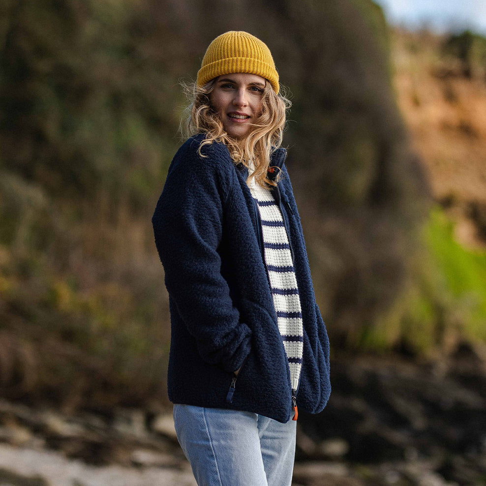 Passenger Fairbanks Full Zip Recycled Sherpa Fleece Navy