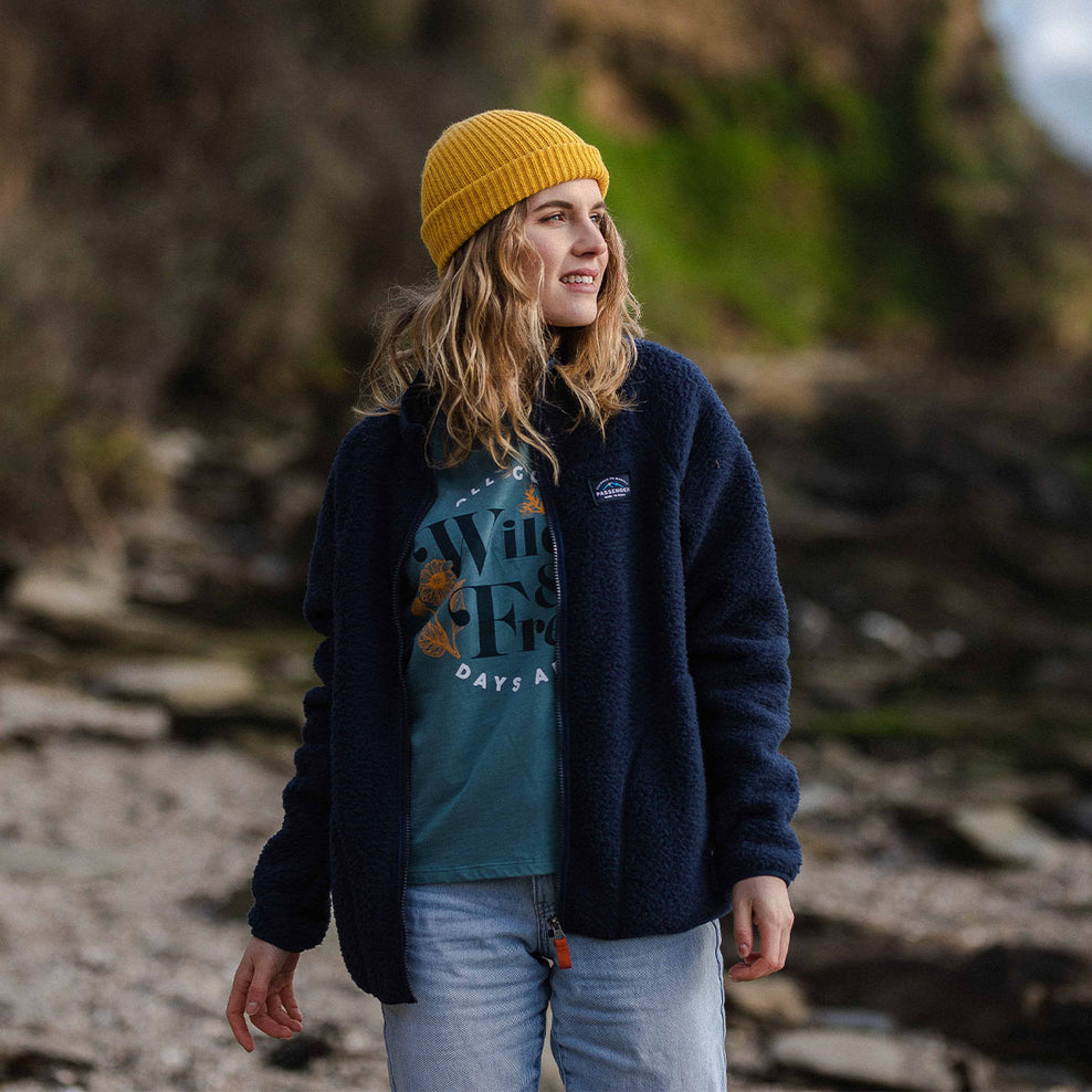 Passenger Fairbanks Full Zip Recycled Sherpa Fleece Navy