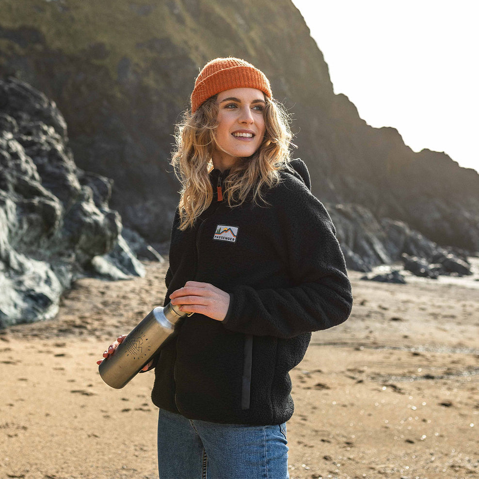 Passenger North Coast Full Zip Recycled Sherpa Fleece Black