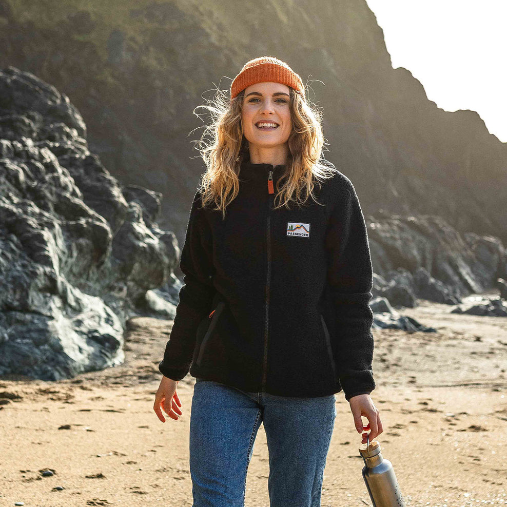 Passenger North Coast Full Zip Recycled Sherpa Fleece Black